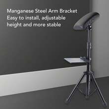 Soporte de reposabrazos de altura ajustable, trípode de acero al manganeso con almohadilla de cuero PU impermeable para salón de belleza. - Negro - Ver 5