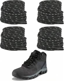 Estilo2 pares de cordones redondos para botas , 7/32 pulgadas (5 mm) resistentes cordones de repuesto para botas de senderismo al aire última intervensiónVersión mejorada - Negro-rojo - Ver 1