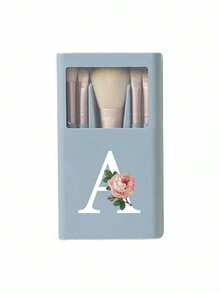 5pcs Portable Makeup Brush Set With Mirror, Rose White Letter A-Z Printed, Boxed Makeup Brush Set, Multi-Functional Makeup Brush Set With Mirror Case, Mini Multi-Functional Makeup Pencil, Foundation Brush, Eyeshadow Brush, Basic Makeup Tool Mixing Brush. Makeup Brush Organizer Includes Makeup Brushes, Convenient And Practical, Ideal Gift For Girls, Portable Travel Essentials, Travel Must-Have. - Multicolor - View 19