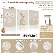 3- Pcs/Set Canvas Wall Art, Baby Goods Baby Girl Baby Boy Framed Nursery Wall Art Girl's Bedroom Floral Rabbit Nursery Decor Painting Watercolor Art Baby Girl Room Rabbit Theme Neutral Nursery Decor Painting 3-Piece Set Nursery Decor Painting Set - Multicolor - View 20