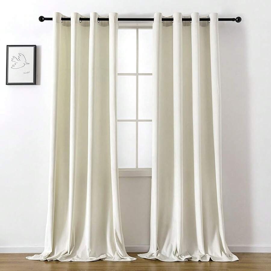 Blackout Curtains Living Room - 96 Inches Long Blocking Curtain Panels, Thermal Insulated Drapes Bedroom/Sliding Door, 2 Panels(W52 X L96 Inch, Ivory) - 象牙 - 查看 1