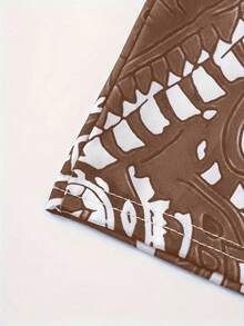 Vintage Floral Print V-Neck Sleeveless Summer Dress Vacation Party Elegant - Mocha Brown - View 5