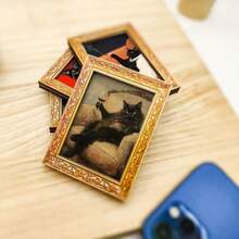1 Piece Of Elegant Black Cat Fridge Magnet, Small Creative Framed Decoration, Cat Enjoying Wine, High-Quality Wood, Fun Kitchen Ornament, A Must-Have For Cat Lovers - 3.15英寸*2.36英寸 - 查看 8