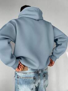 Áo hoodie nam phong cách đường phố thường ngày, in khẩu hiệu NYC, có túi và dây rút, thích hợp cho mùa xuân/thu. - Màu xanh nhạt - Xem 2