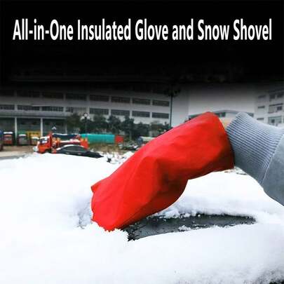 1 st bilprylar vindrutesnöskydd vinterisskrapa handske - den ultimata snöskyffeln för nödsituationer i bilen har ett mjukt foder, inbyggd skrapa och är ditt bärbara verktyg för att röja snö och avisa bilens fönster och tak biltillbehör julklappar