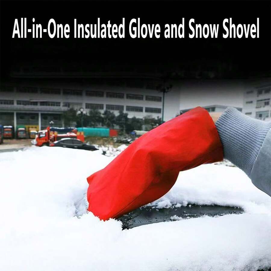 1件装汽车小工具挡风玻璃雪罩冬季除冰手套 - 终极车载应急雪铲，采用柔软内衬和内置刮冰器，是您清除汽车车窗和车顶积雪和冰块的必备便携式工具。汽车配件圣诞礼物 - 均碼 - 查看 1