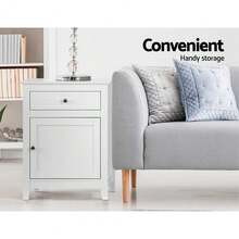 Artiss Bedside Tables Side Table Drawers Nightstand White - White - View 3