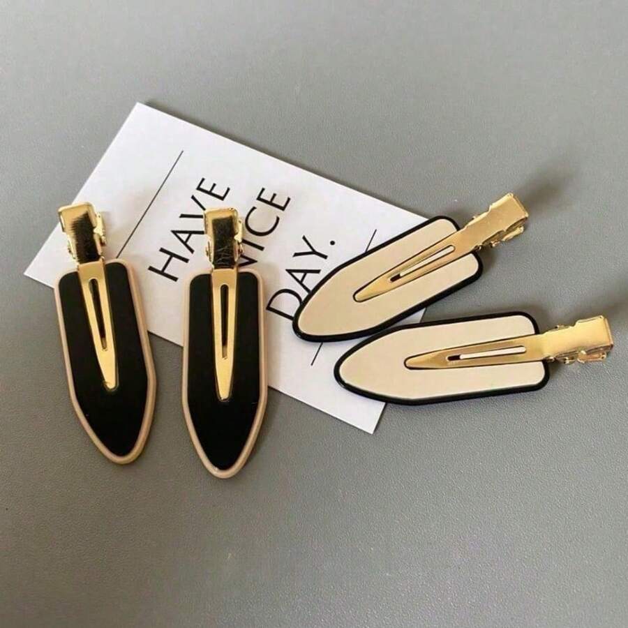 4/8pcs Solid Hair Clip For Daily Use For Girls Hairstyles Casual Claw Clips Hair Claws Hair Barrettes, School Stuff - 彩色 - 查看 1