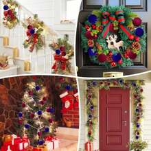 32 Piezas Adornos Navideños de Terciopelo , Esferas Texturizadas, Corazones y Lazos para Árbol de Navidad, Decoración Elegante Vintage para Hogar y Fiesta Navideña ()(Rojo) - Multicolor - Ver 8