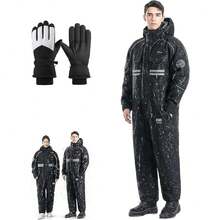 Winter Outdoor Riding Insulated Full-Body Suit, Waterproof & Windproof with Reflective Strip,32790048 - Negro - Ver 1