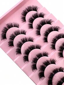 10 Pairs Russian Strip Lashes Fluffy Mink Lashes 3D False Eyelashes Russian Volume Eyelashes Fake Eyelashes Dramatic Messy Mink Lashes Wispy Long Foxy Eye Lifting Look Eyelash Extension Kit Full Eyelash Strip To Lengthen And Volumize The Outer Corner Of Your Eye Beauty Makeup - 濃密款 - 查看 9