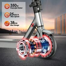Foldable Electric Commuter Scooter 350W Motor 15.5MPH Max Speed 23.6 Miles Range 8.5" Honeycomb Tires With APP & Dual Brakes - 紅色 - 查看 2