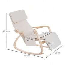 Rocking Lounge Chair | Adjustable Footrest Recliner | Cream White Relaxation Chair | Patio Outdoor Rocker - Default - View 3