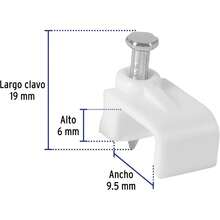 Volteck GPL-10B, 20 Grapas para cable plano, Blancas - 19 mm - Ver 4