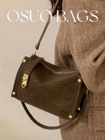 1pc Women's Luxury Handbag, Square Box Shape High-Quality PU Rivet Design, Fashionable Shoulder & Crossbody Bag With Long & Short Straps, Suitable For Daily Commute And Shopping