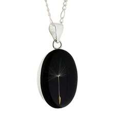 TAMI Collar con Diente de León en Plata (Transparente) - Amuleto de Buena Suerte y Fortuna Pide Deseo - Dije de Joyería Mexicana para Hombre o Mujer con Cadena(Diente León Negro) - Multicolor - Ver 4