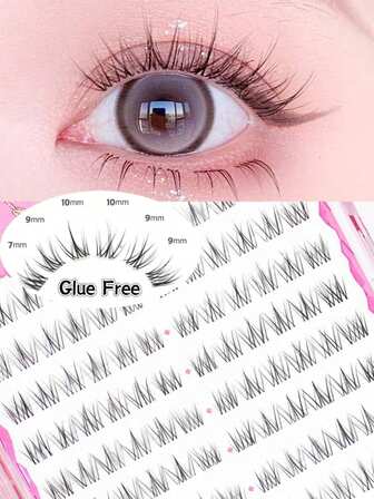 120pcs Natural-Looking Cluster False Eyelashes, Glue-Free, Everyday Wear, Subtle Makeup, Princess Cartoon Style, Segmented Slouchy 3-Step Realistic Eyelashes (Random Bottom Card)