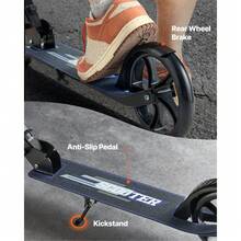 Kick Scooter For Kids Ages 8+, Teens & Adults, 2-Wheel Toddler Scooter With Adjustable Height Handlebar, Wide Anti-Slip Deck, Foldable Lightweight For Boys & Girls Up To 220 Lbs, Black + Purple - Black + Purple - View 5