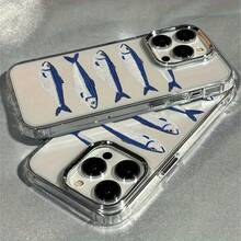 Estuche Antigolpes con Marco Metálico y Diseño de Peces, Compatible para iPhone 11, 12, 13, 14, 11 Pro Max, 12 Pro Max, 13 Pro Max, 14 Pro Max, XR, 15, 15 Pro, 15 Pro Max, 16, 16 Pro, 16 Pro Max,17, 17 Pro, 17 Pro Max - transparente - Ver 6