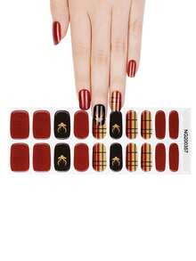 1 Box 20pcs Natural, Long-Lasting, Classic Red Deer Design UV Gel Nail Stickers, Easy To Apply And Remove