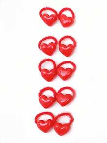 10pcs Cute Heart, Star, Bow Hair Ties, Wool Scrunchies, Red Headbands