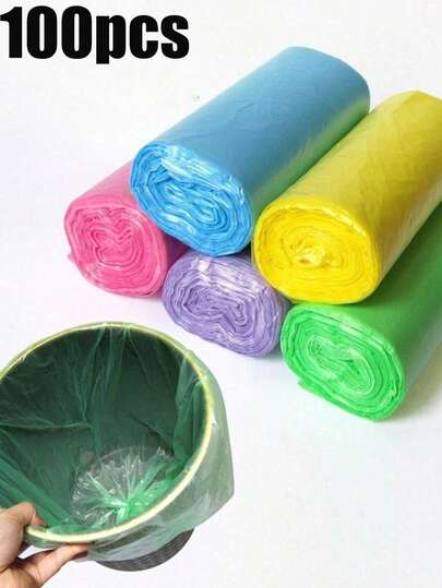 5 Rolls 75pcs Extra Large, Leak-Proof, Durable, Odorless Plastic Trash Bags, Multi-Color - Ideal For Kitchen, Bathroom, Dorm And Outdoor