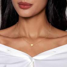 Gargantilla de corazón para mujer, Collar de Acero Inoxidable con Dije de Corazón Baño de Oro 18K, Joyería para Mujer minimalista y moda, Regalo para Madres Parejas Novia Cumpleaños(Corazón-Gold) - Multicolor - Ver 7