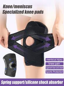 1 miếng đệm đầu gối hình lưỡi liềm màu đen trắng unisex, đai hỗ trợ ổn định, bảo vệ khớp xương bánh chè chống trượt, thoáng khí, thích hợp cho chạy bộ. - Đen và trắng - Xem 1