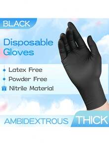 100 unidades de luvas descartáveis de nitrilo, tamanho G/GG, pretas e grossas, ideais para limpeza doméstica, penteados e manicure - Vestuário descartável, artigos de limpeza doméstica, luvas para lavar louça, luvas para limpeza doméstica, luvas descartáveis, antirriscos, ótimas opções para presentes, alta elasticidade, respiráveis e resistentes a óleo.