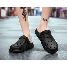 Lightweight Unisex Garden Clogs - Non-Slip Beach Sandals With Hollow Out Design - 黑色 - 查看 4