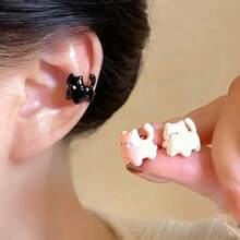 Kitten Ear Cuff Personality Ear Clip - 貓咪耳骨夾(白色) - 查看 1