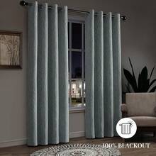 Beige And Black% Blackout Geometric Pattern Curtains, 52 Inch Wide 96 Inches Long 2 Panels, Thermal Insulated Noise Reducing Anti-Rust Grommet Drapes Bedroom Living Room,, Modern Style, Energy-Efficient - Grayish White - View 3
