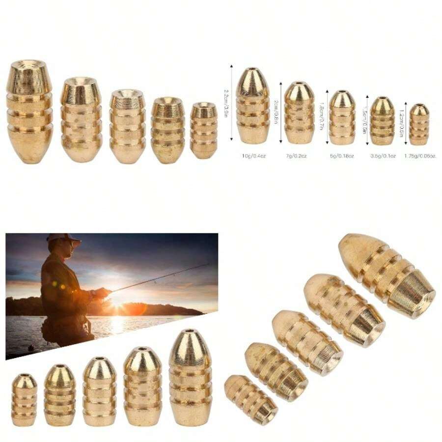 25 Piezas de plomos de Pesca, Pesas para Voltear, Pesas de Cobre para Pesca con CAA, con Caja de Cinco Compartimentos - Negro - Ver 1