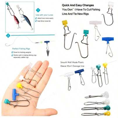 Plataformas de pesca para pesca de gato, 10/60 unidades, conectores de peso de plomada resistentes con cierre de doble bloqueo para agua salada, surf y pesca, pesca de gato, plataforma deslizante,