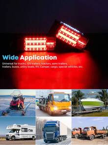 New Submersible 2PCS LED Trailer Light Kit, Super Bright Brake Stop Turn Tail License Lights For Camper Truck RV Boat Snowmobile Over 80" Inches