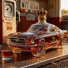 Car-Shaped Whiskey Decanter - Glass Liquor Bottle With Vintage Racing Livery & Golden - Model Car Design For Whiskey Collectors, Connoisseurs, For Cave - Novelty Bar Accessory, Automotive-Themed Gift For - Crown - View 3