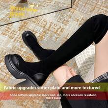 Bottes hautes à talons pour femmes, idéales pour l'automne/hiver, qui affinent la silhouette et se portent avec des robes. - [Semelle souple alvéolée améliorée] - Voir 2