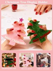 1/2pcs Christmas Tree Shaped Nail Art Display Board - Multifunctional Nail Art Photography Background, Holiday Gift, Handheld Ornament, Christmas Nail Art Decoration