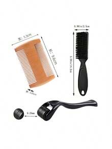 男士胡须护理套装，包含胡须卷发器、刷子、梳子，男士胡须美容套装，适合居家和旅行使用。