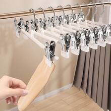 10pcs Non-Marking Coated Pants Hangers, Multi-Functional Retractable Trouser Clips, Stainless Steel Non-Slip Non-Marking Skirt Hangers For Home Use