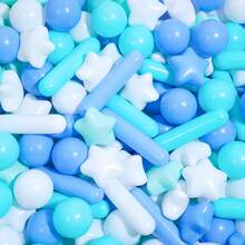 100pcs Ball Pit Balls For Baby And Toddler Phthalate Free Crush Proof Plastic - Multicolored Pit Balls In Reusable Play Toys For Kids With Storage Bag - White, Blue, and Green - Stars, Balls, Sticks - View 2
