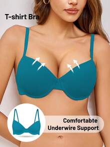 Women's Solid Color Minimalist Underwire Supportive Bra - Green - View 5