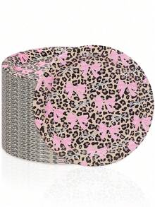 10pcs/20pcs/50pcs Leopard Bow Paper Plates Leopard Print And Pink Bow Wild Party Plates Decorative Tableware Supplies Table Decor Animal Birthday Decor For Birthday Wedding Bridal Shower Bachelorette Party Celebration Favors - Multicolor - View 6