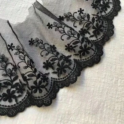 Nastro di pizzo ricamato largo 15 cm, adatto per tende, maniche, decorazione di abbigliamento fai-da-te - bianco, 1 yard