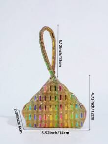 Bolso de mano tipo clutch con decoración de cristales brillantes, bolso elegante para asistir a fiestas - Dorado - Ver 8