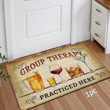 1pc Funny Wine Culture Pattern Printed Rug, Faux Wool Mat - Highly Absorbent, Easy To Clean, Suitable For Home Decor, Farmhouse, Entryway, Indoor, Room, Kitchen, Dining Room, Small Office/Home Office, Sink, Laundry Room, Doormat, Kitchen Mat, Non-Slip Mat