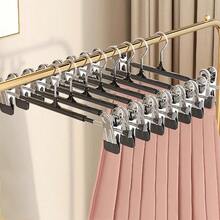 10pcs Non-Marking Coated Pants Hangers, Multi-Functional Retractable Trouser Clips, Stainless Steel Non-Slip Non-Marking Skirt Hangers For Home Use