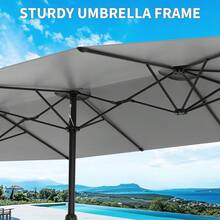 13 FT Large Patio Umbrella Outdoor Double-Sided Rectangle Market Umbrella With Crank Handle And Tilt Adjustment Waterproof Polyester Canopy For Garden, Pool, Beach, Backyard - Xám - Xem 5