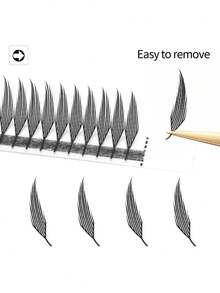 XIUSUZAKI 12 ROWS Comic Spire Eyelashes Automatic Flowering Premade Fans Eyelashes Extensions Individual Volume False Lashes Cosplay - Black - View 10