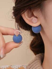 5件套 时尚简约撞色植绒球耳环，百搭可爱双面大小球耳环套装，优雅日常佩戴及节日场合皆宜 - 套裝A款 - 查看 4